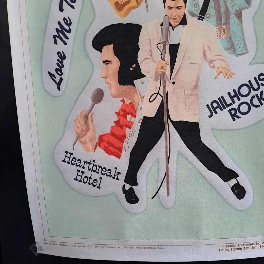 Elvis Presley Tapestry VTG 1978 Boxcar Felt Wall Hanging‎ 20x34 American Trilogy